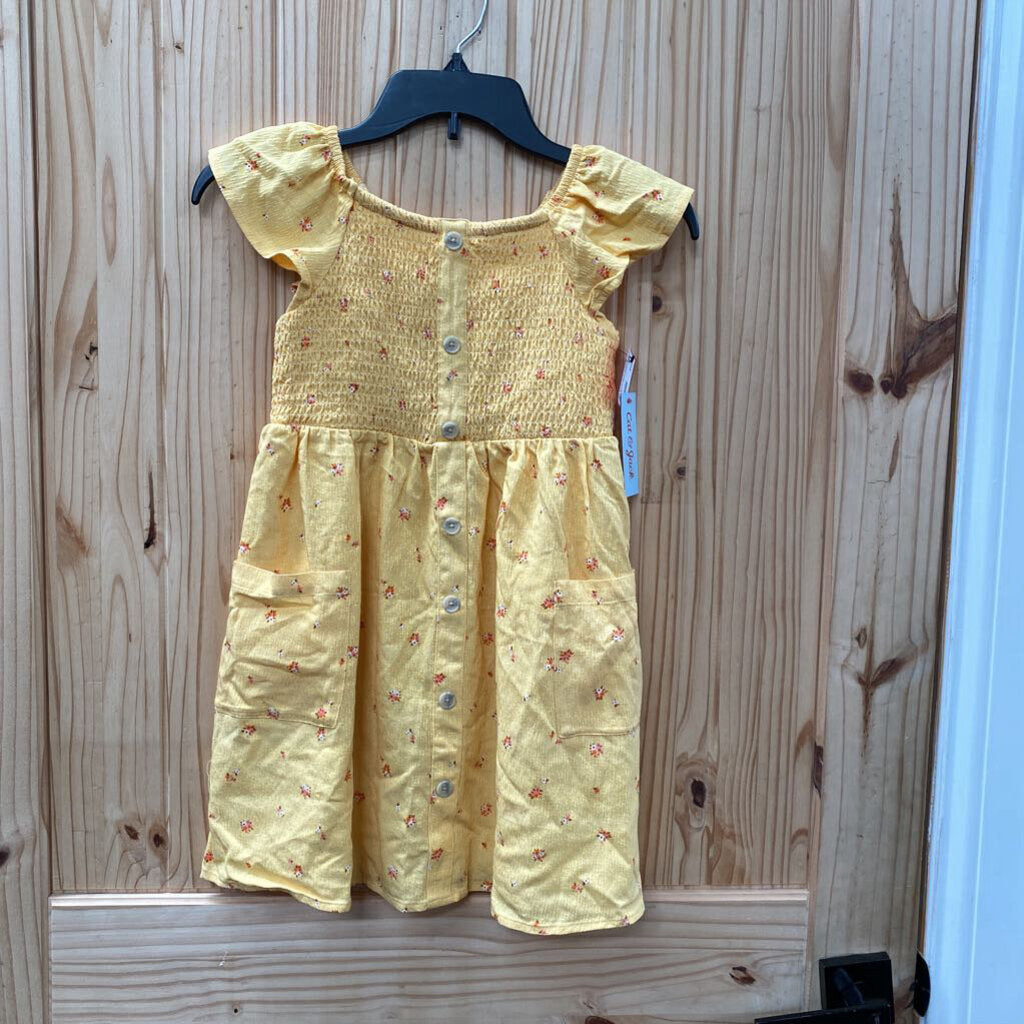 GIRLS CAT & JACK GOLDEN YELLOW FLORAL DRESS M 8 NWT
