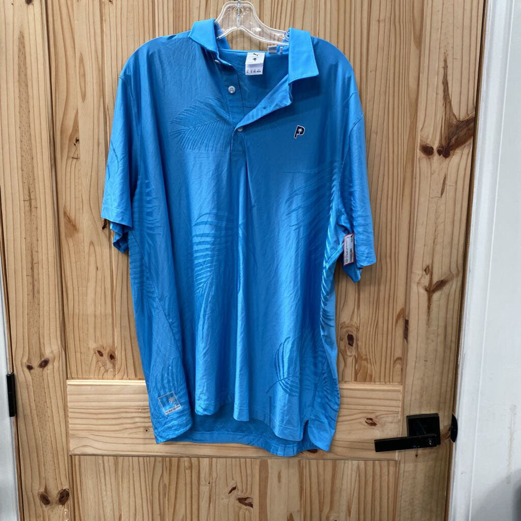 MENS PUMA SKY BLUE POLO SHIRT XL