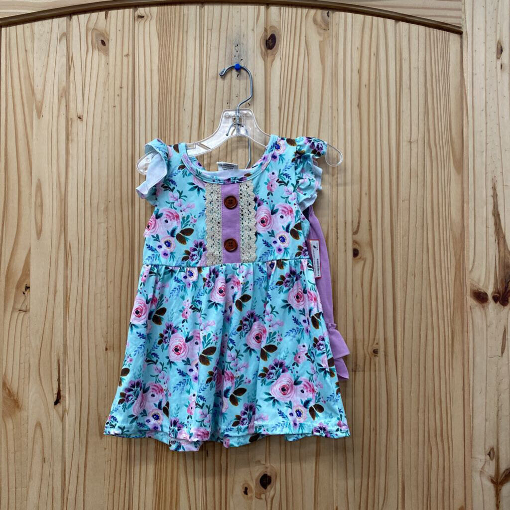 GIRLS 2PC SET LILAC/MINT FLORAL 2T NWT