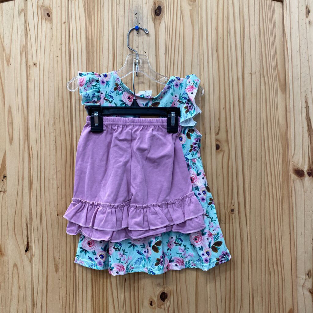 GIRLS 2PC SET LILAC/MINT FLORAL 2T NWT