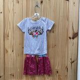 GIRLS 2PC SET STAY WILD GREY/FLORAL/INK SEQUIN 2XS 6/12M NWT