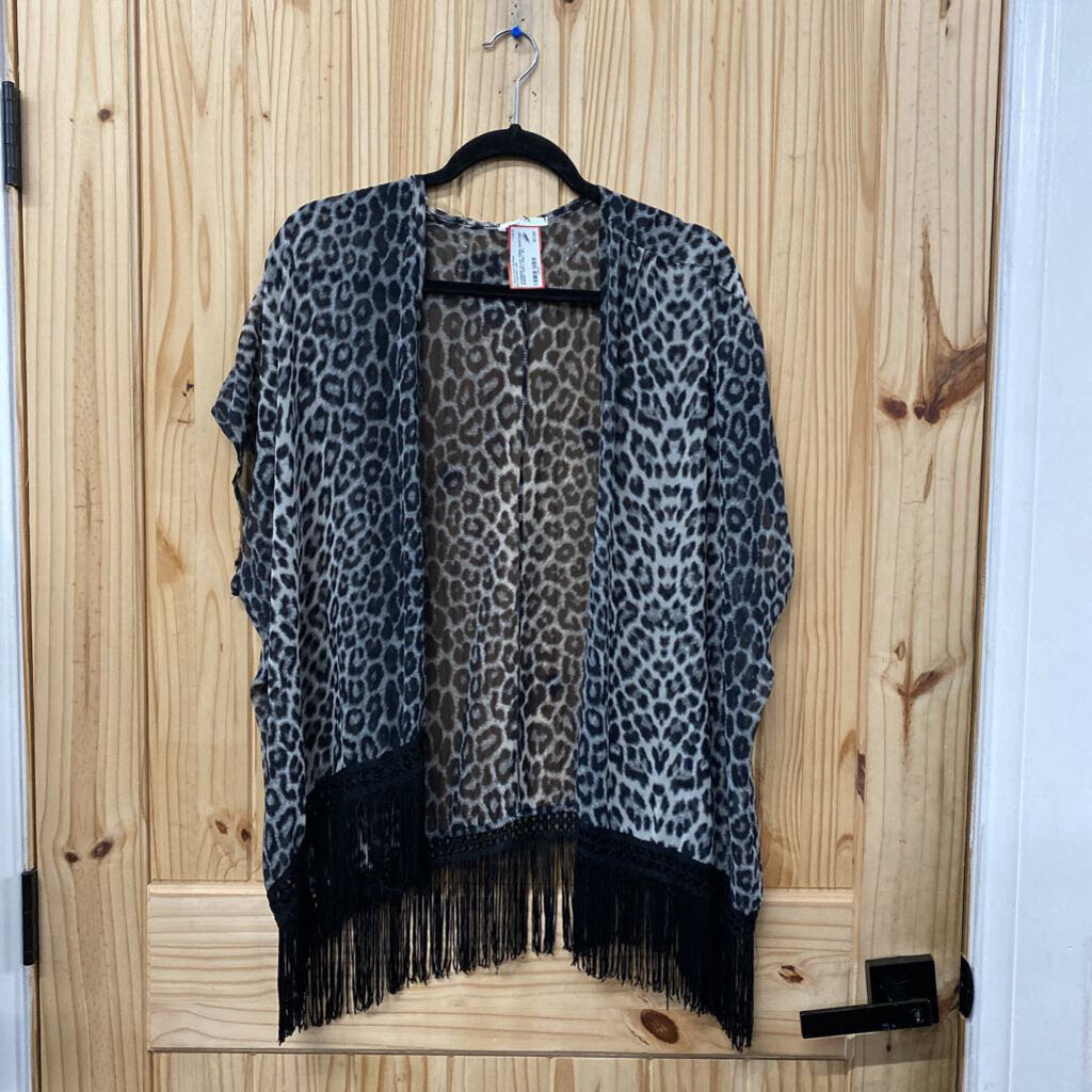 WOMENS OLIVE TREE LEOPARD SHEER TOP L NWT