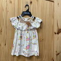 GIRLS WHITE TOP W/UNICORNS/FLOWERS S