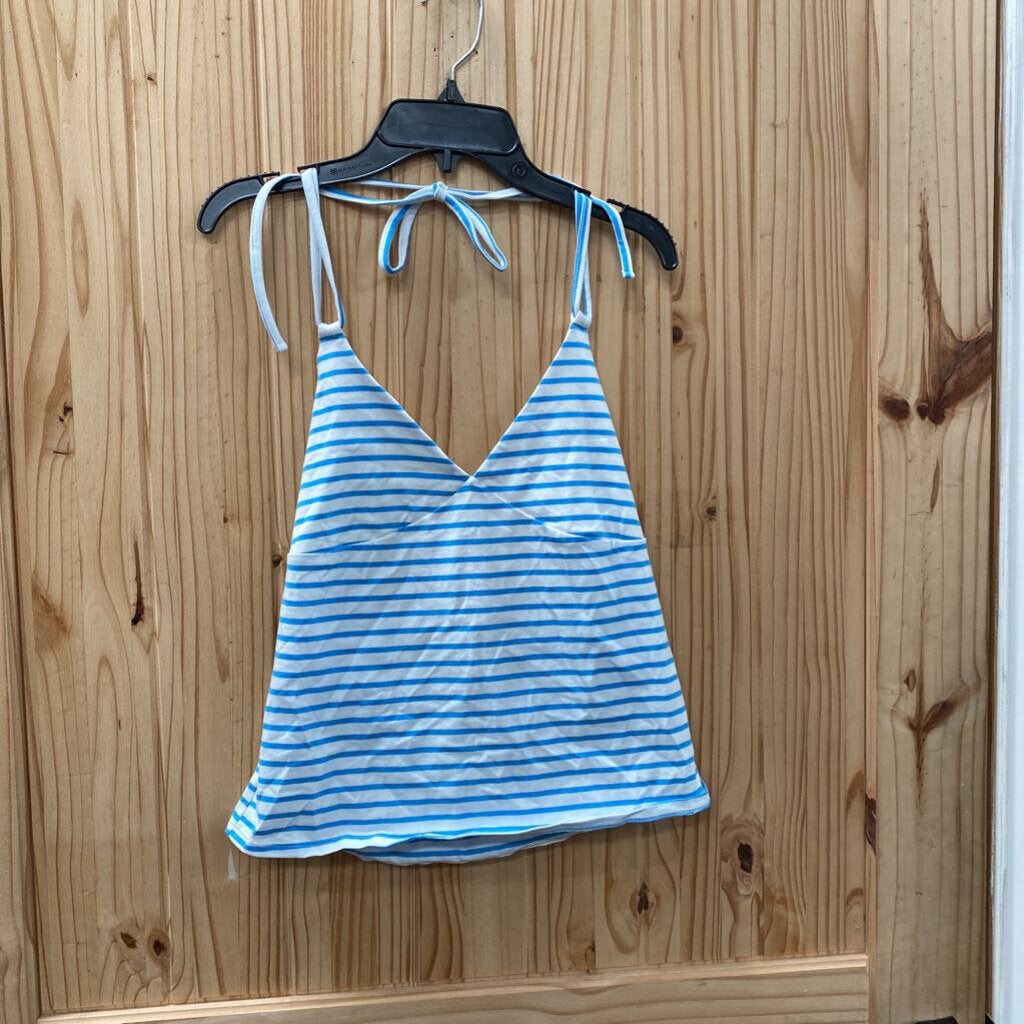 WOMENS WILD FABLE CYAN/WHITE STRIPE TOP M NWT