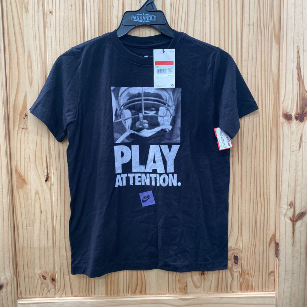BOYS NIKE PLAY ATTENTION BLK/WHITE SHIRT L 12 NWT