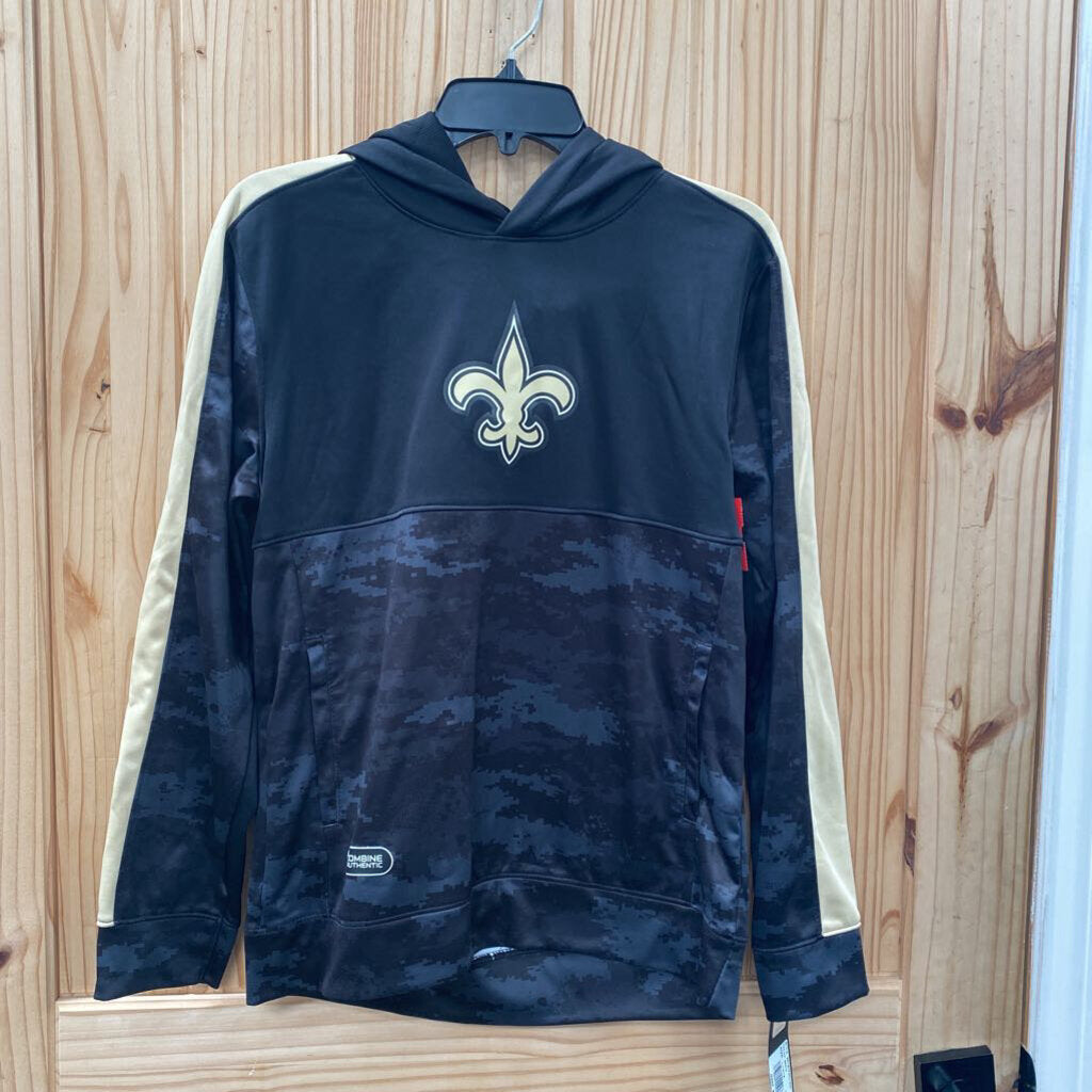 BOYS NFL SAINTS HOODIE BLK/GOLD L 14/16 NWT