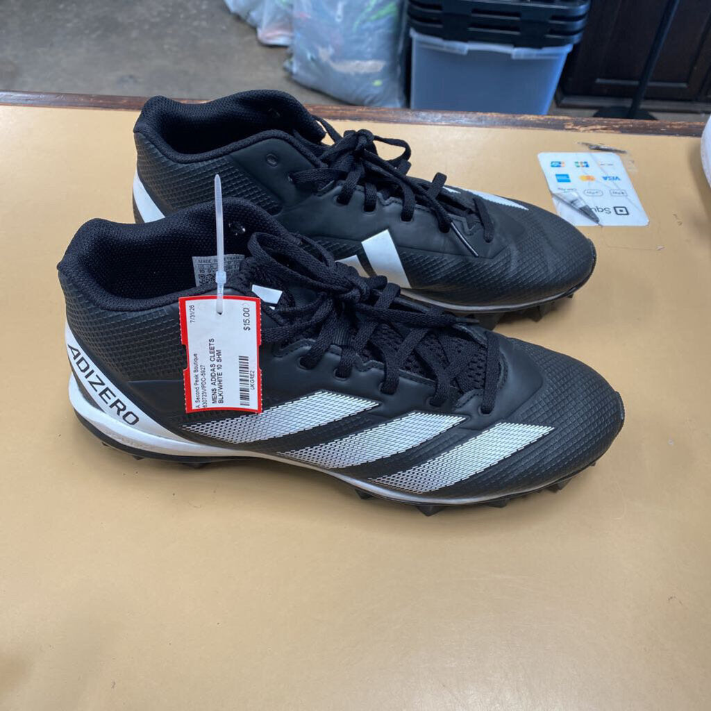 MENS ADIDAS CLEETS BLK/WHITE 10