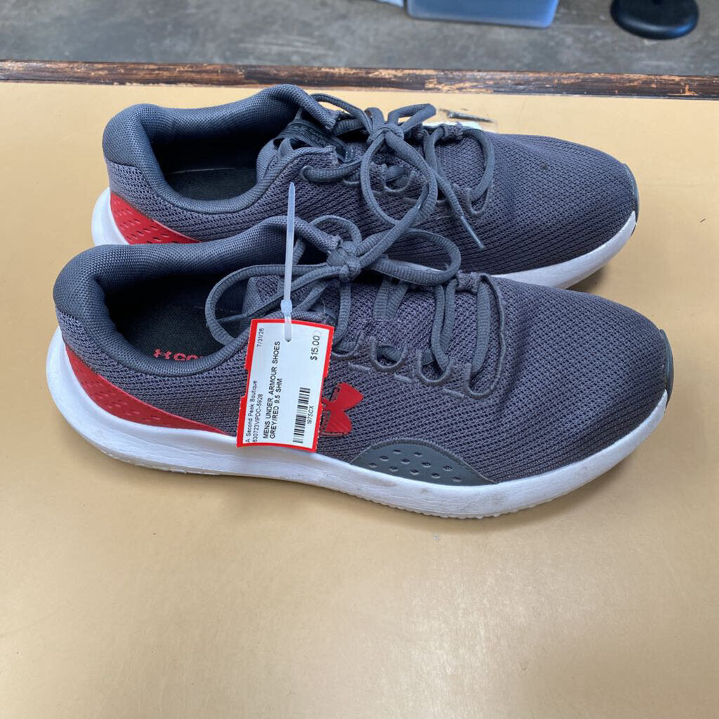 MENS UNDER ARMOUR SHOES GREY/RED 9.5
