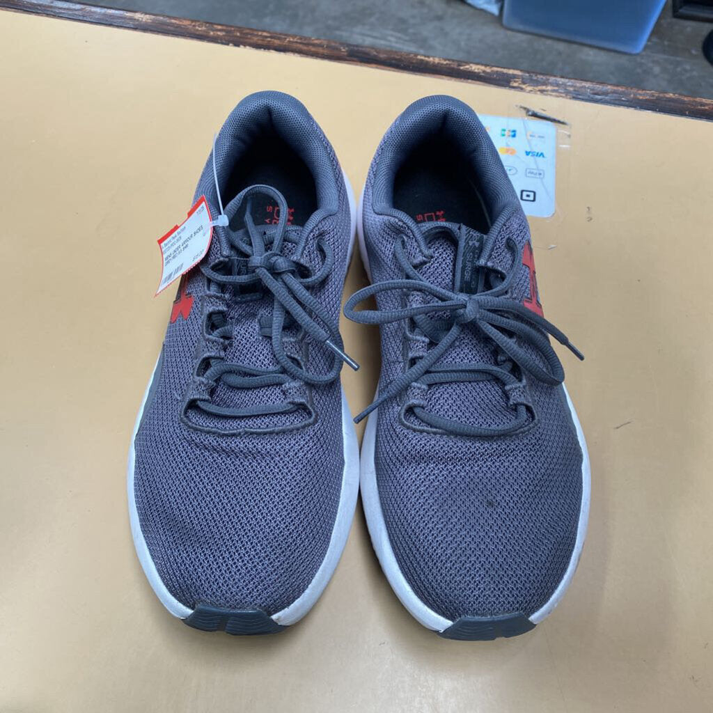 MENS UNDER ARMOUR SHOES GREY/RED 9.5