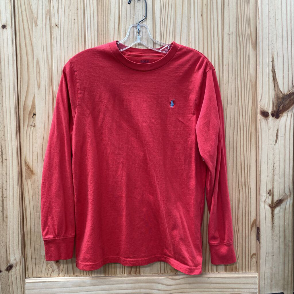 BOYS POLO RALPH LAUREN LS RED/SKY BLUE SHIRT L 14/16
