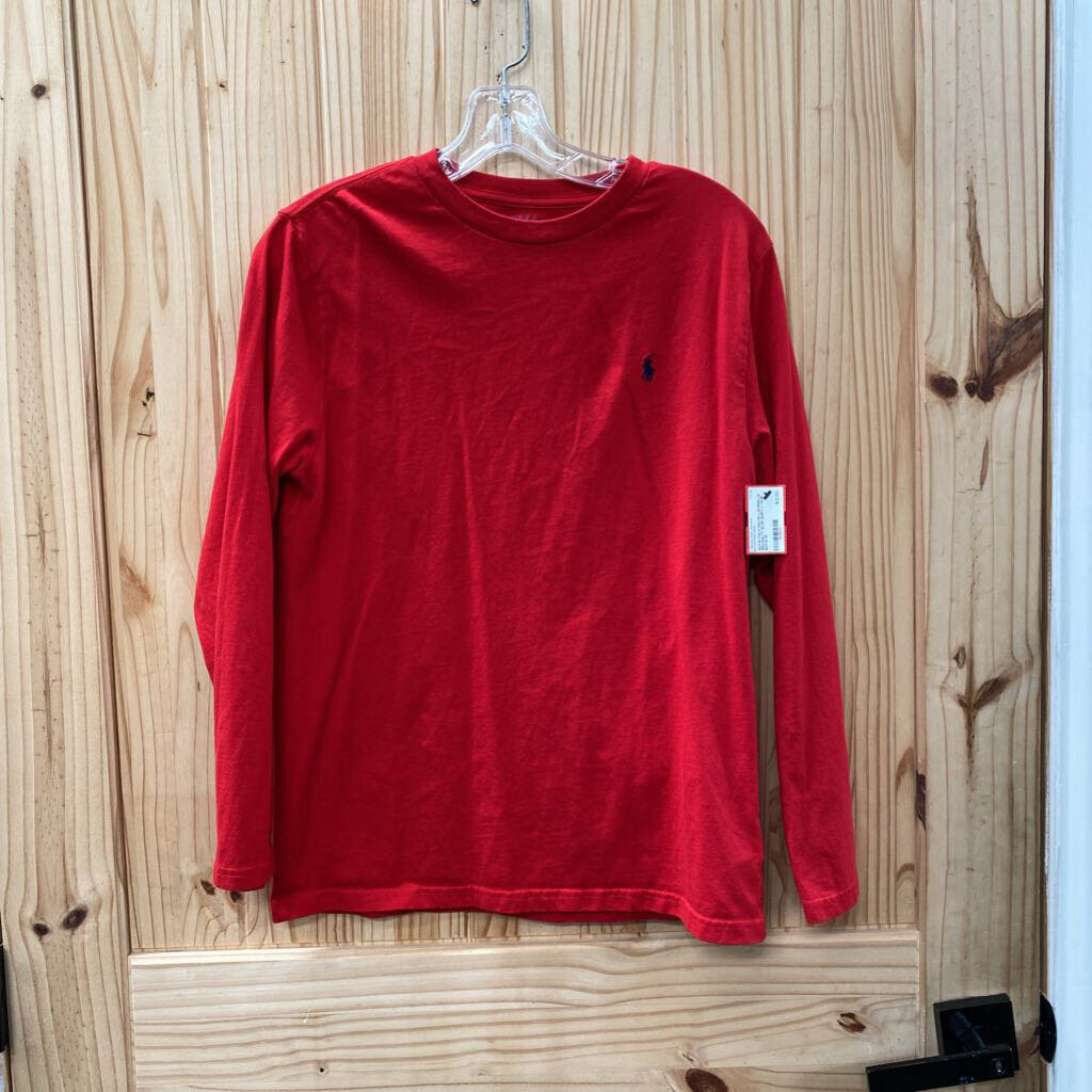 BOYS POLO RALPH LAUREN LS RED/NAVY BLUE SHIRT L 14/16