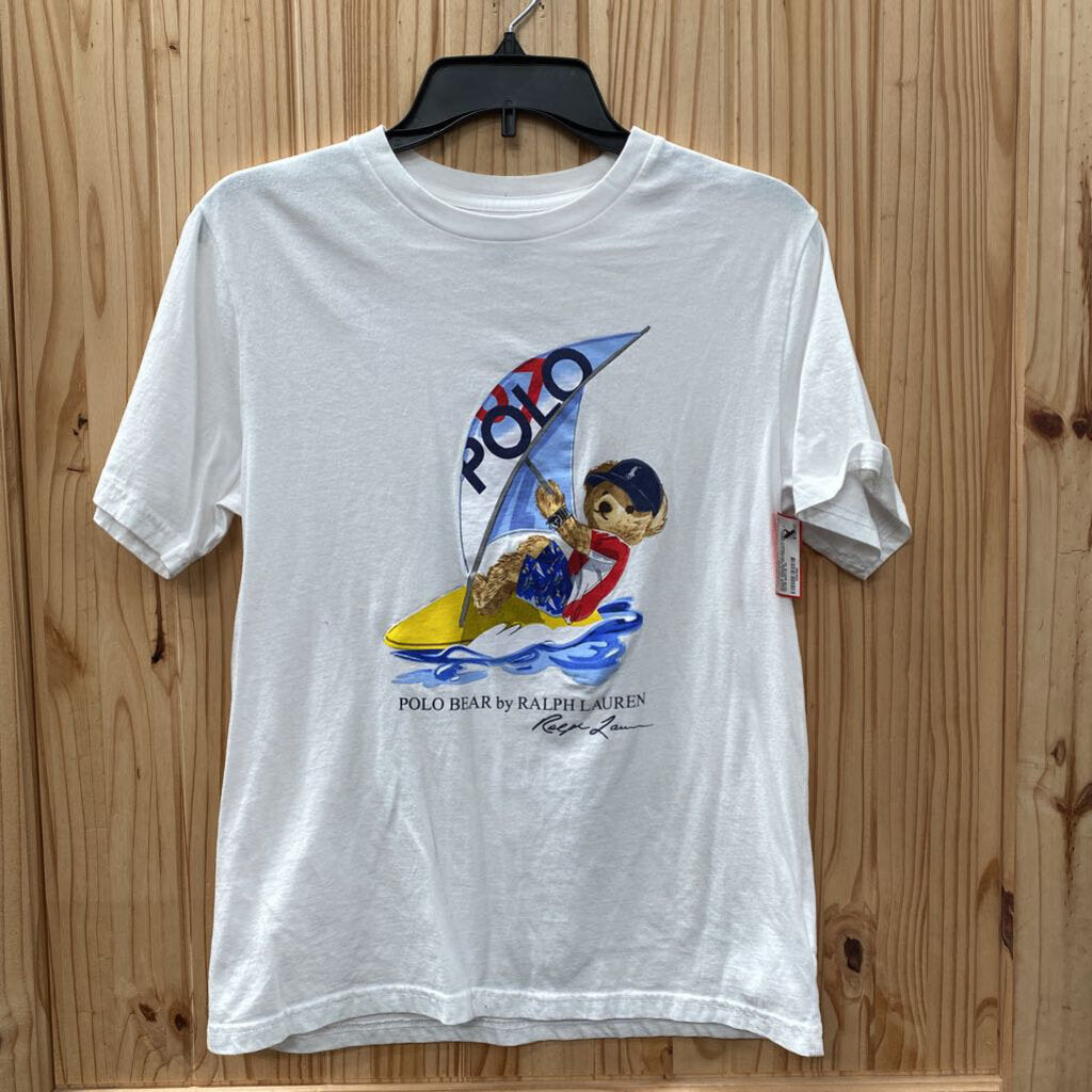 BOYS POLO RALPH LAUREN SHIRT WHITE W/TEDDY BEAR L 14/16
