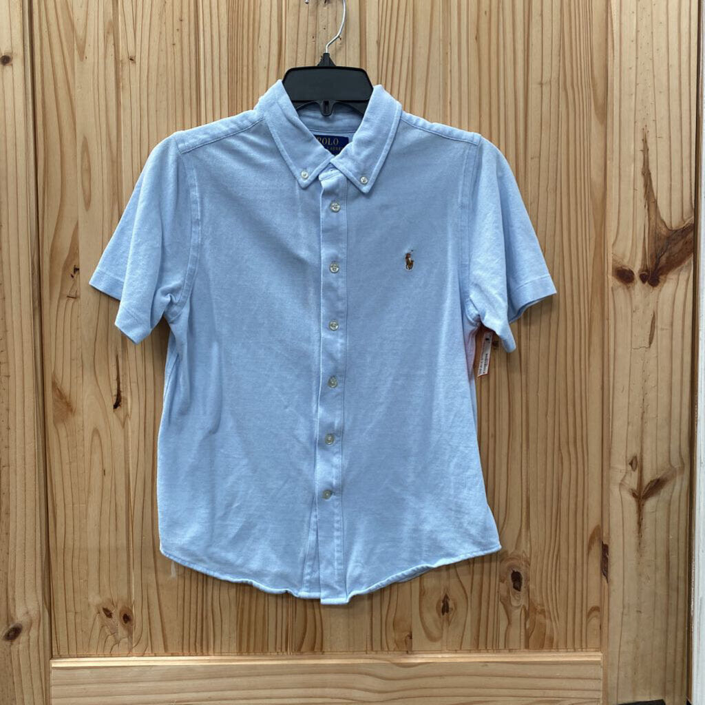 BOYS POLO RALPH LAUREN LINEN BLUE BUTTON UP SHIRT L 14/16