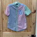 BOYS POLO RALPH LAUREN BUTTON UP SHIRT PINK/BLUE/GREEN PINSTRIPE L 14/16
