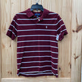 BOYS POLO RALPH LAUREN MAROON/WHITE STRIPE POLO L 14/16