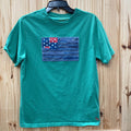 BOYS POLO RALPH LAUREN GREEN SHIRT W/DENIM FLAG L 14/16