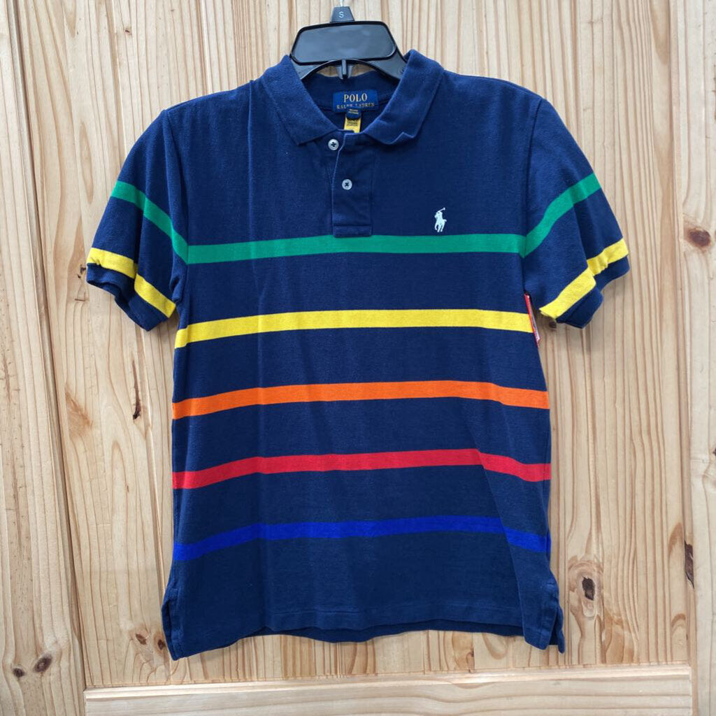 BOYS POLO RALPH LAUREN NAVY BLUE/GREEN/YELLOW/ORANGE SHIRT POLO L 14/16
