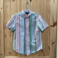 BOYS RALPH LAUREN BUTTON UP SHIRT PINK/GREEN/BLUE/WHITE STRIPE L 14/16