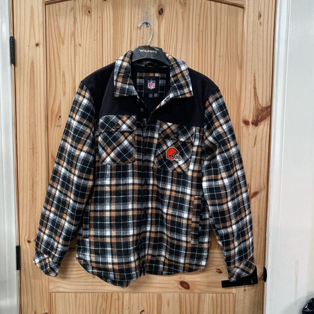 MENS CLEVELAND BROWN SHACKET PLAID JACKET M NEW