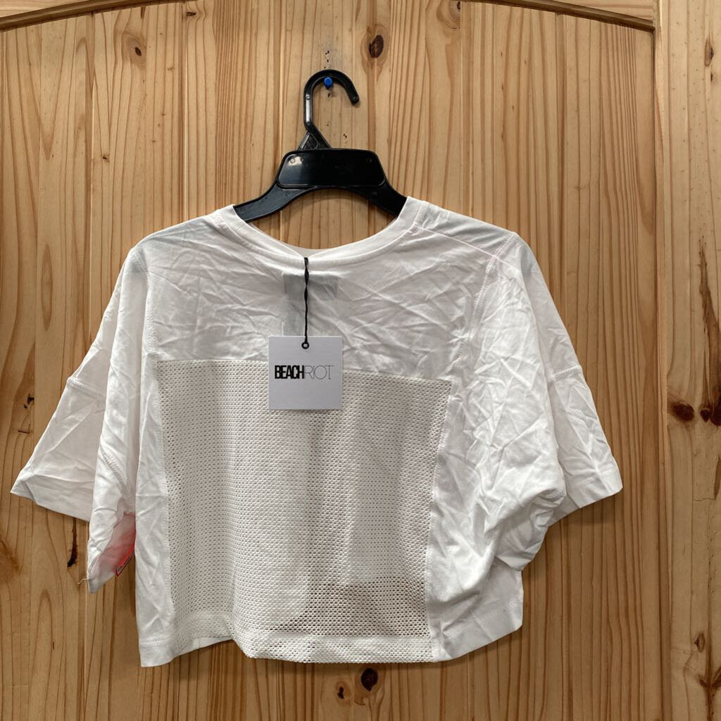 WOMENS BEACH RIOT WHITE CROP TOP S NWT