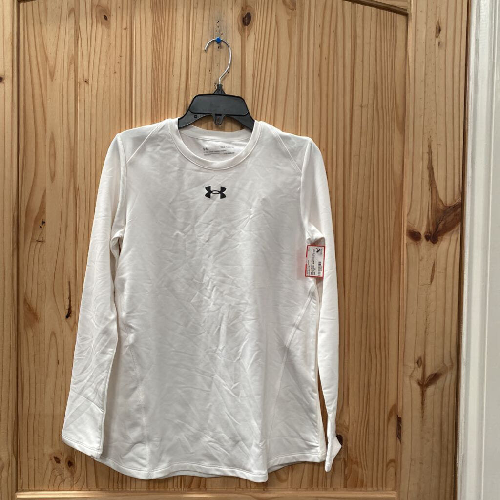GIRLS UNDER ARMOUR LS WHITE/GREY SHIRT YLG 12 NWT