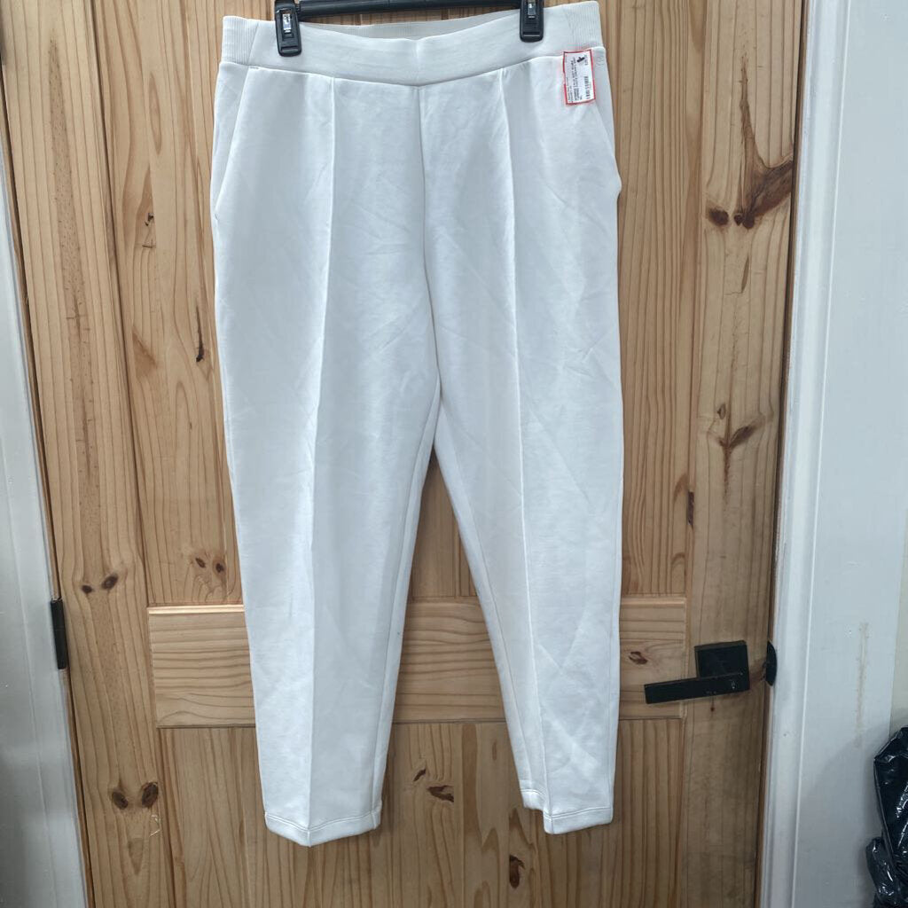 WOMENS CALIA SOFT SCUBA TAPERED PANTS CREAM L NWT