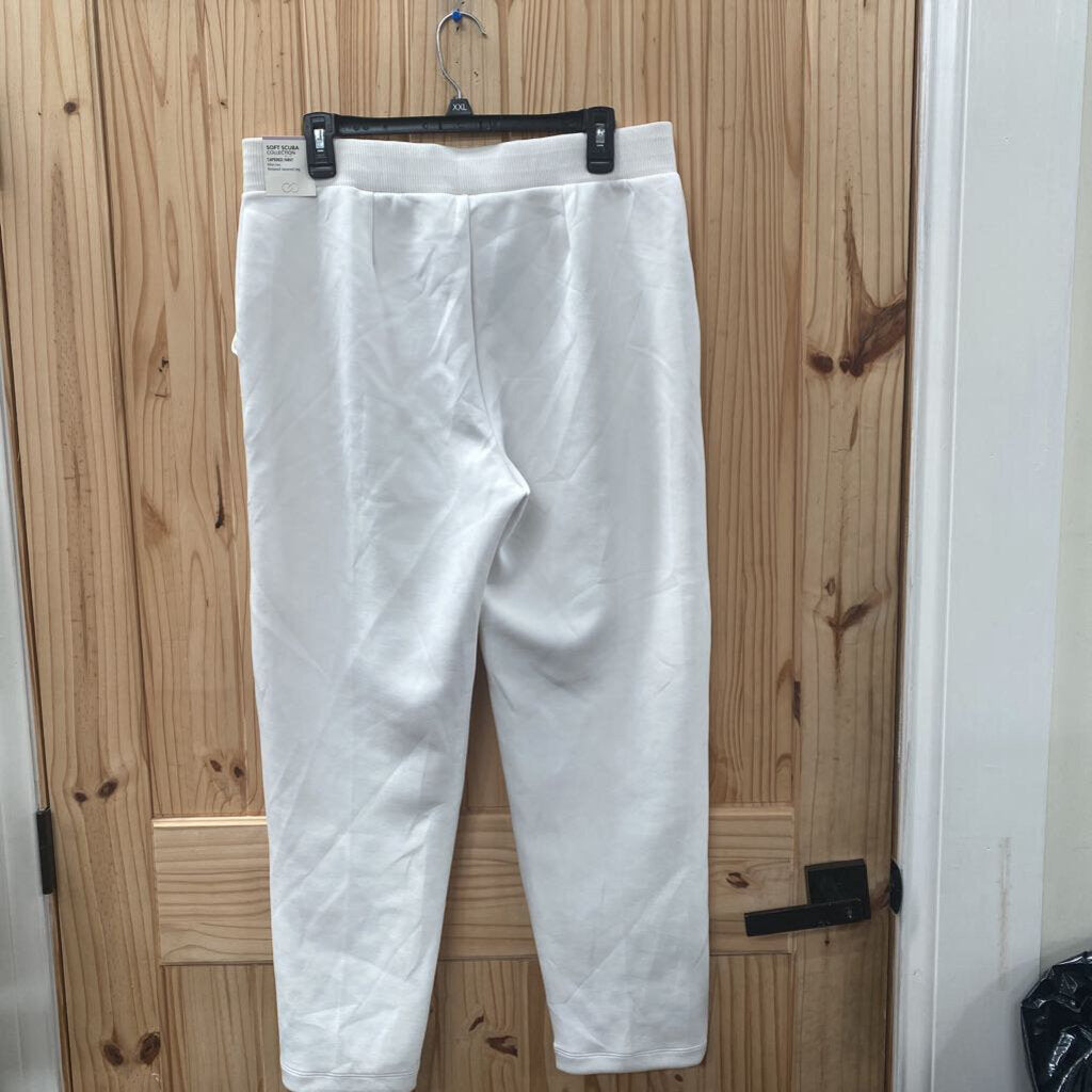 WOMENS CALIA SOFT SCUBA TAPERED PANTS CREAM L NWT