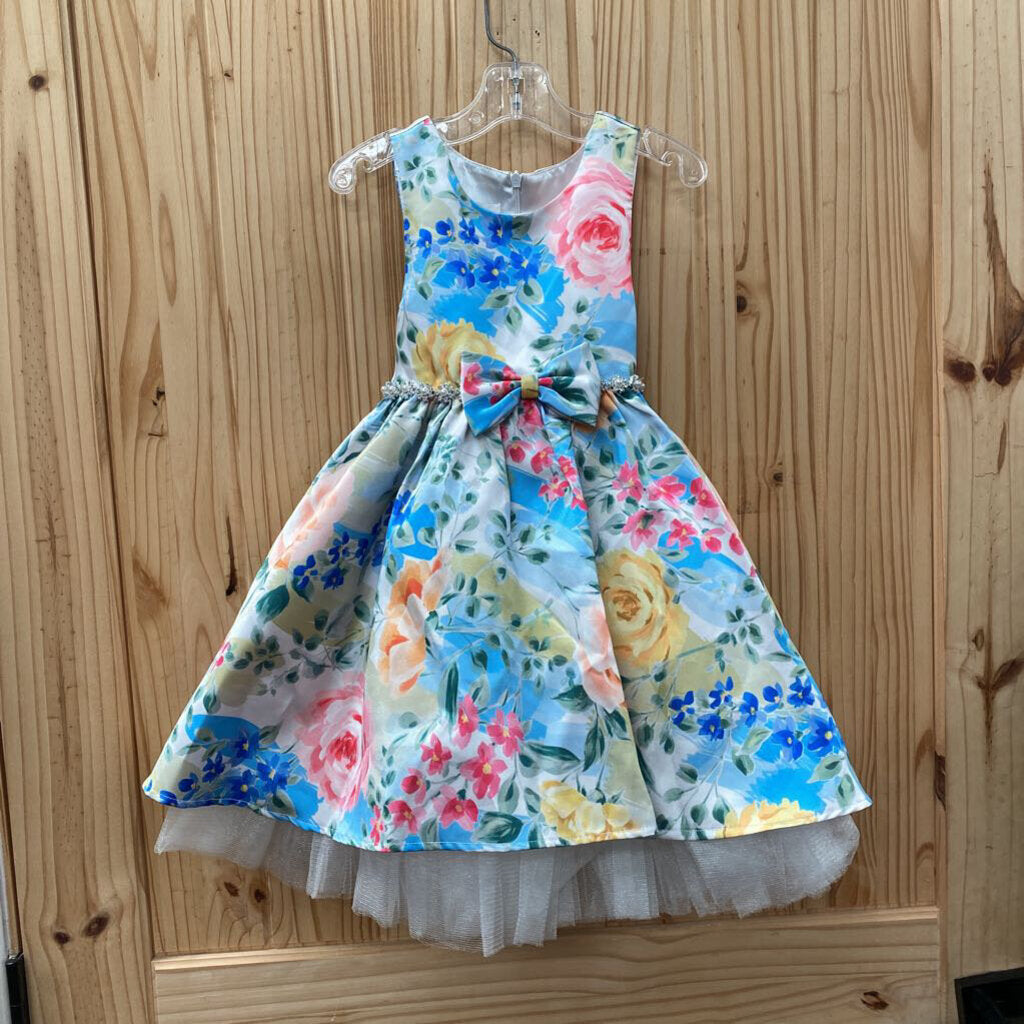 GIRLS COUTURE PRINCESS WHITE FLORAL DRESS 5