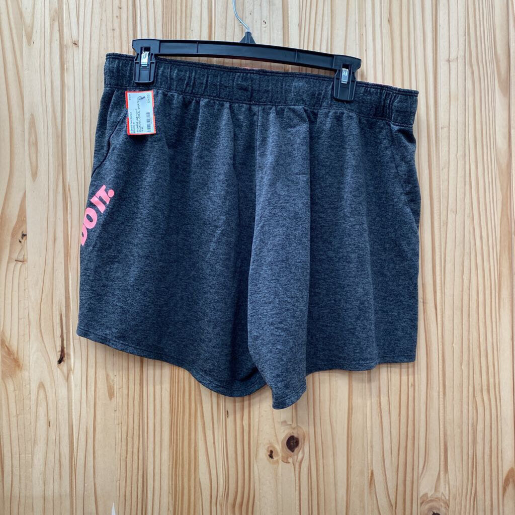 WOMENS JUST DO IT CHARCOAL/CORAL SHORTS XL