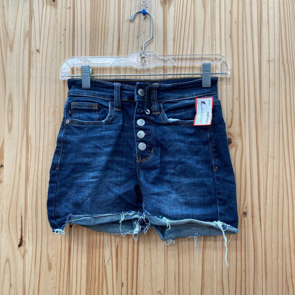 WOMENS JUDY BLUE DK DENIM JEAN SHORTS XS