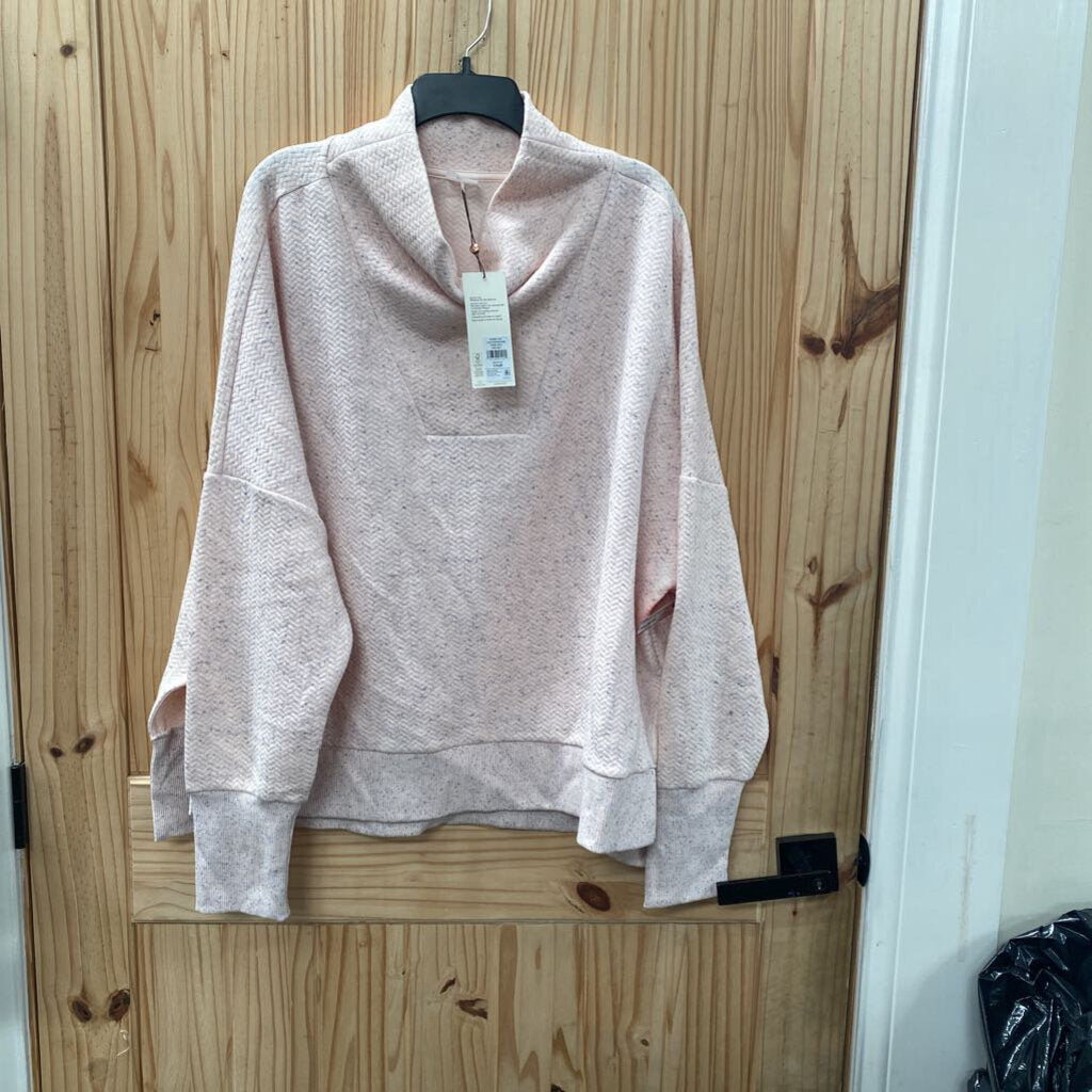 WOMENS CALIA HERRINGBONE FUNNEL NECK SWEATSHIRT PINK/GREY XXL NWT