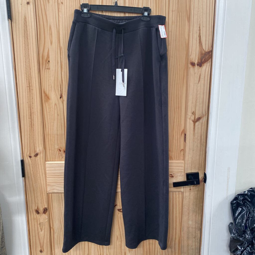 WOMENS CALIA SOFT SCUBA WIDE LEG PANTS BLK L NWT