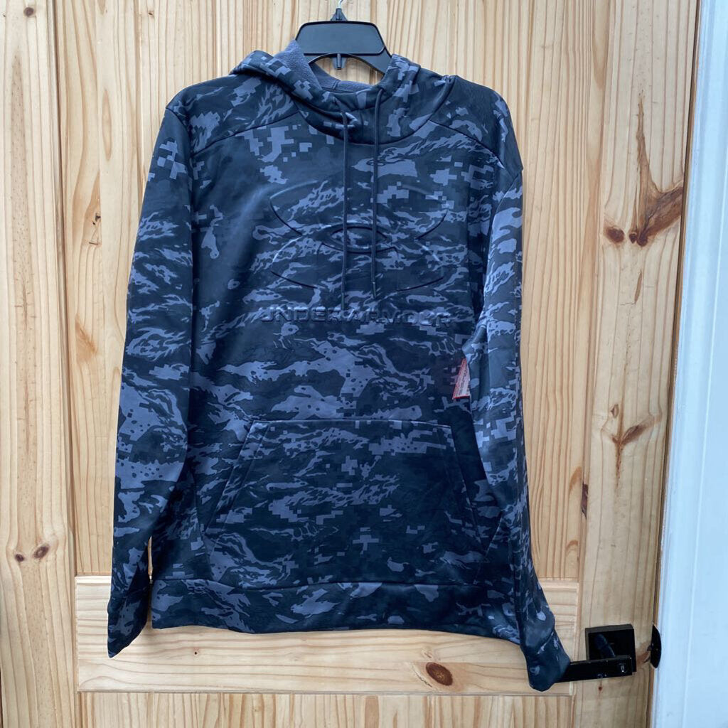 MENS UNDER ARMOUR BLK/GREY CAMO HOODIE L