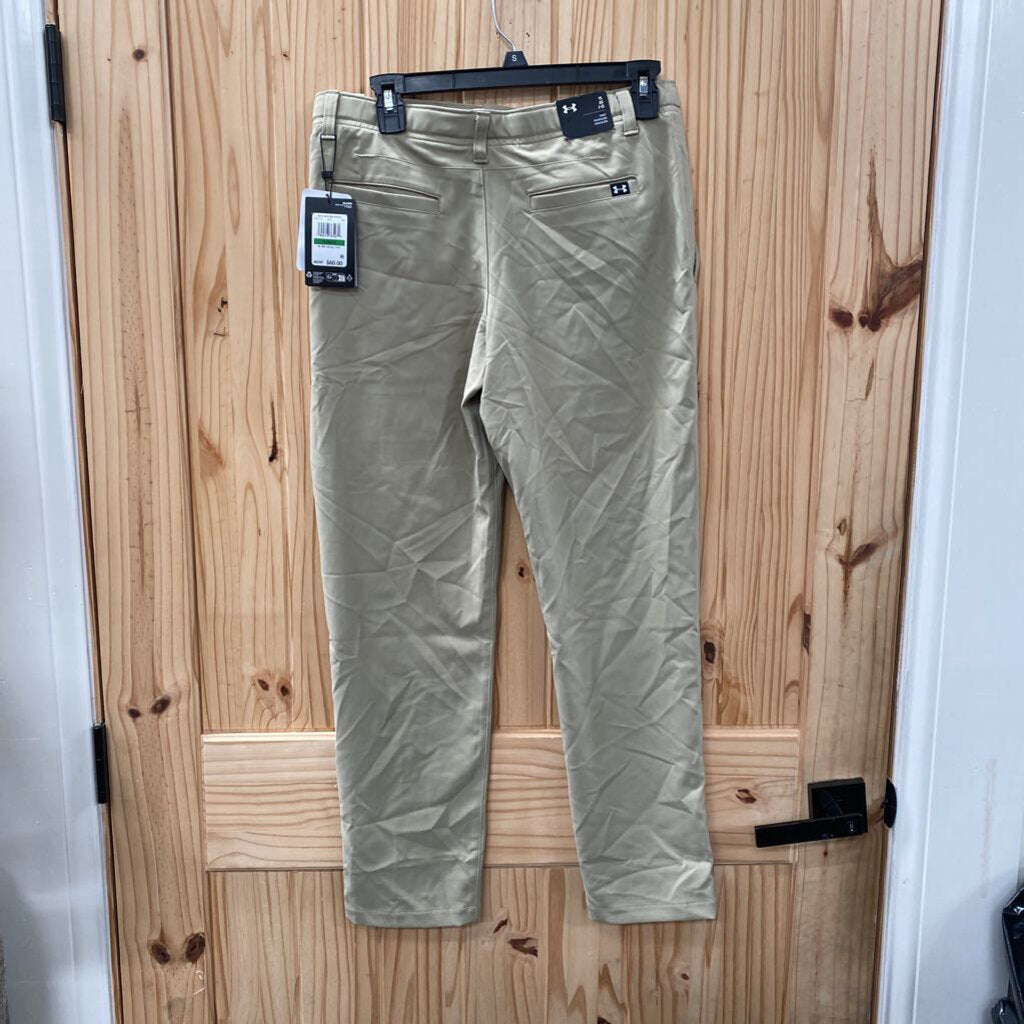 BOYS UNDER AMROUR TAN PANTS YL 12 NWT
