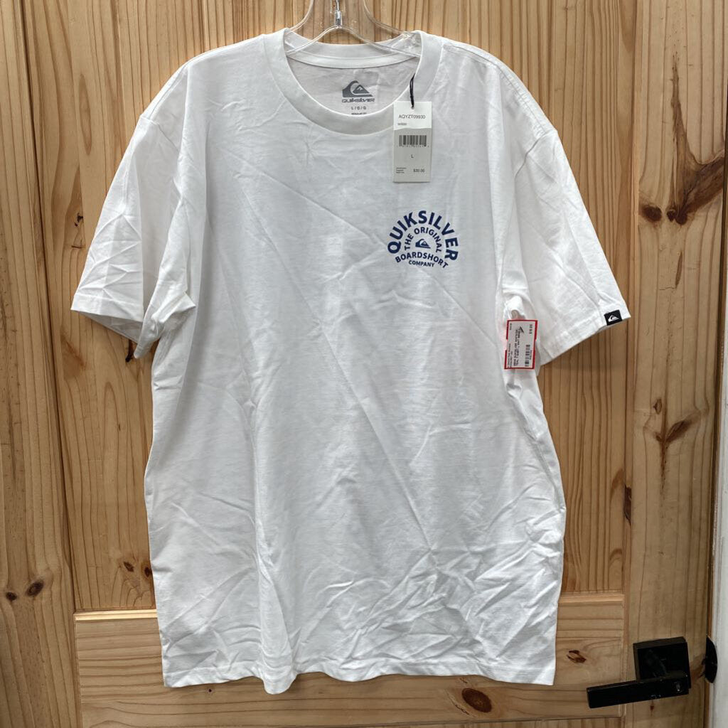 MENS QUIKSILVER WHITE/DK TEAL T-SHIRT L NWT