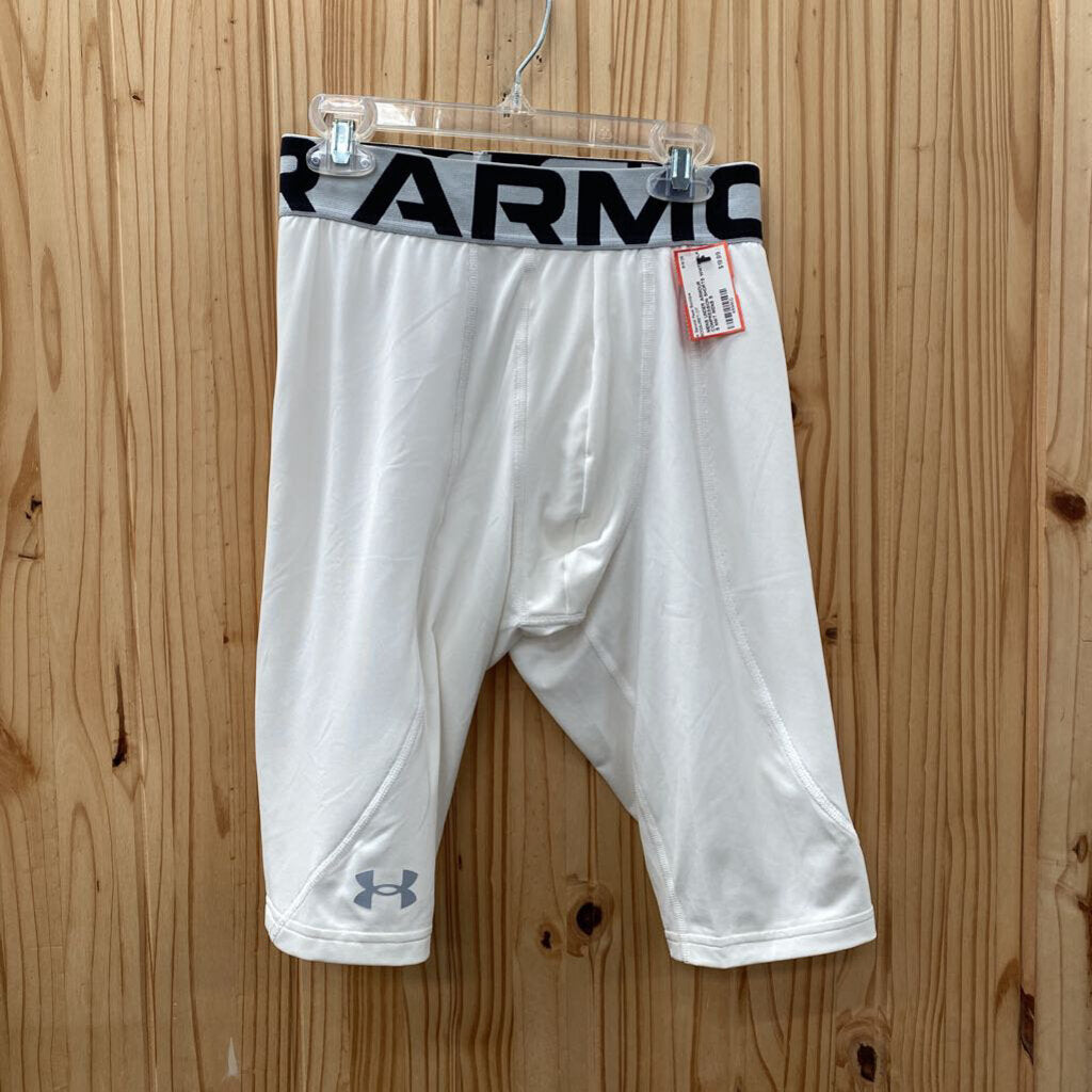 MENS UNDER ARMOUR COMPRESSION SHORTS WHITE/BLK S NWT