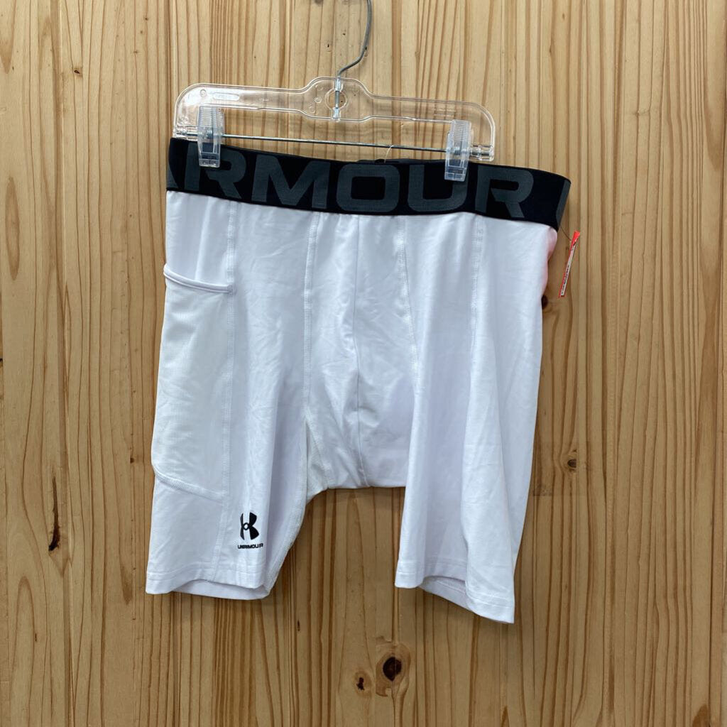 MENS UNDER ARMOUR COMPRESSION SHORTS WHITE/BLK L NWT