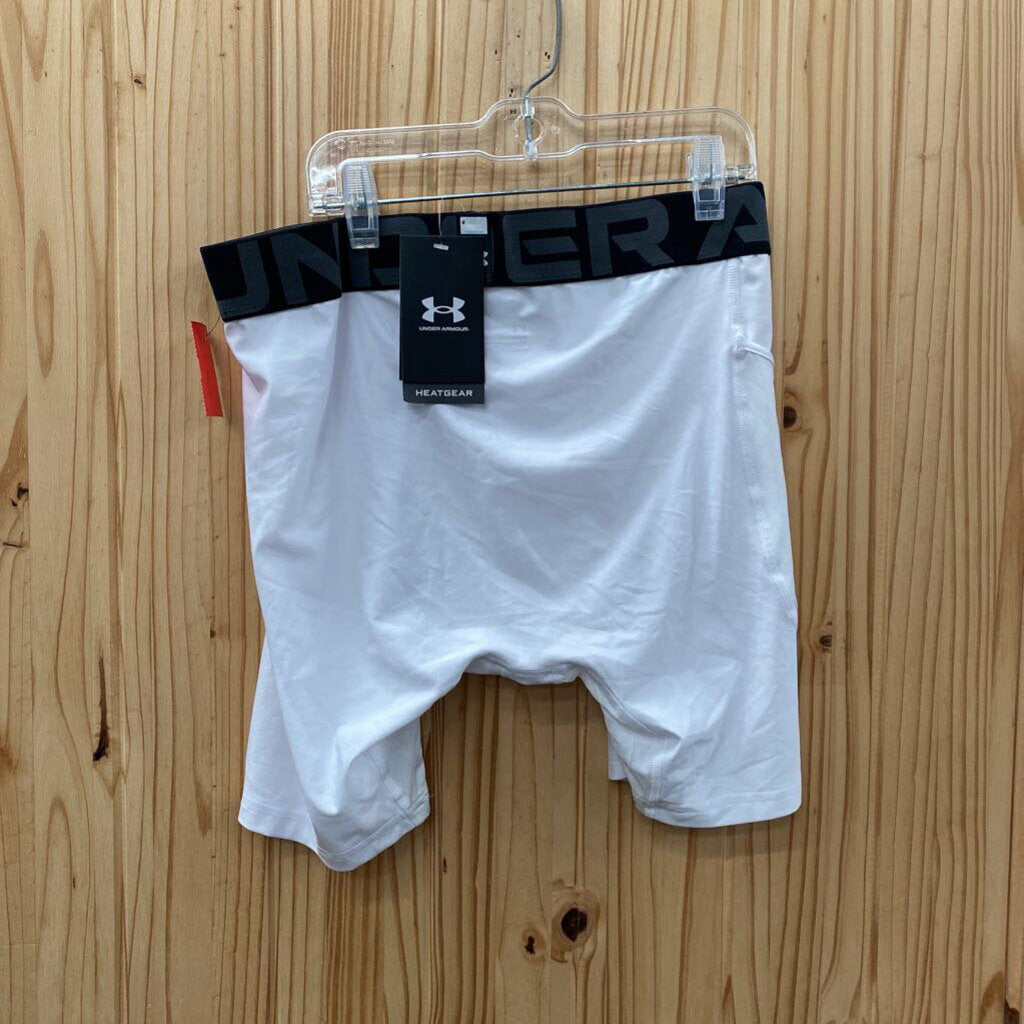MENS UNDER ARMOUR COMPRESSION SHORTS WHITE/BLK L NWT