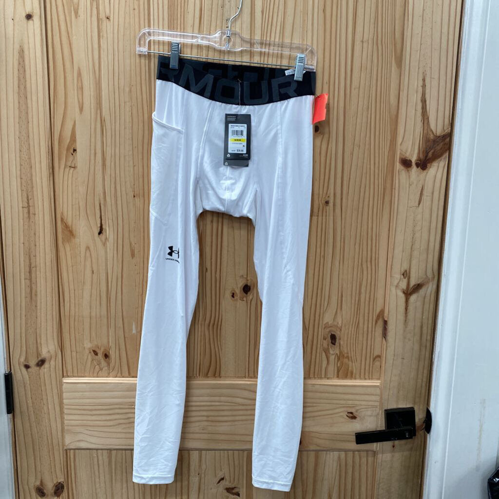 MENS UNDER ARMOUR COMPRESSION LEGGINGS WHITE/BLK M NWT