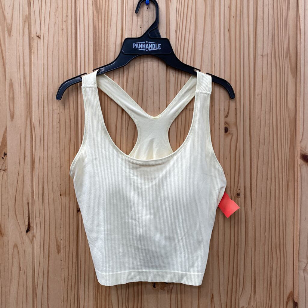 WOMENS CALIA LT YELLOW CROP TOP L NWT