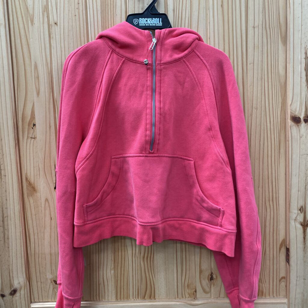 WOMENS LULULEMON DK PINK CROP TOP SCUBA JACKET M/L