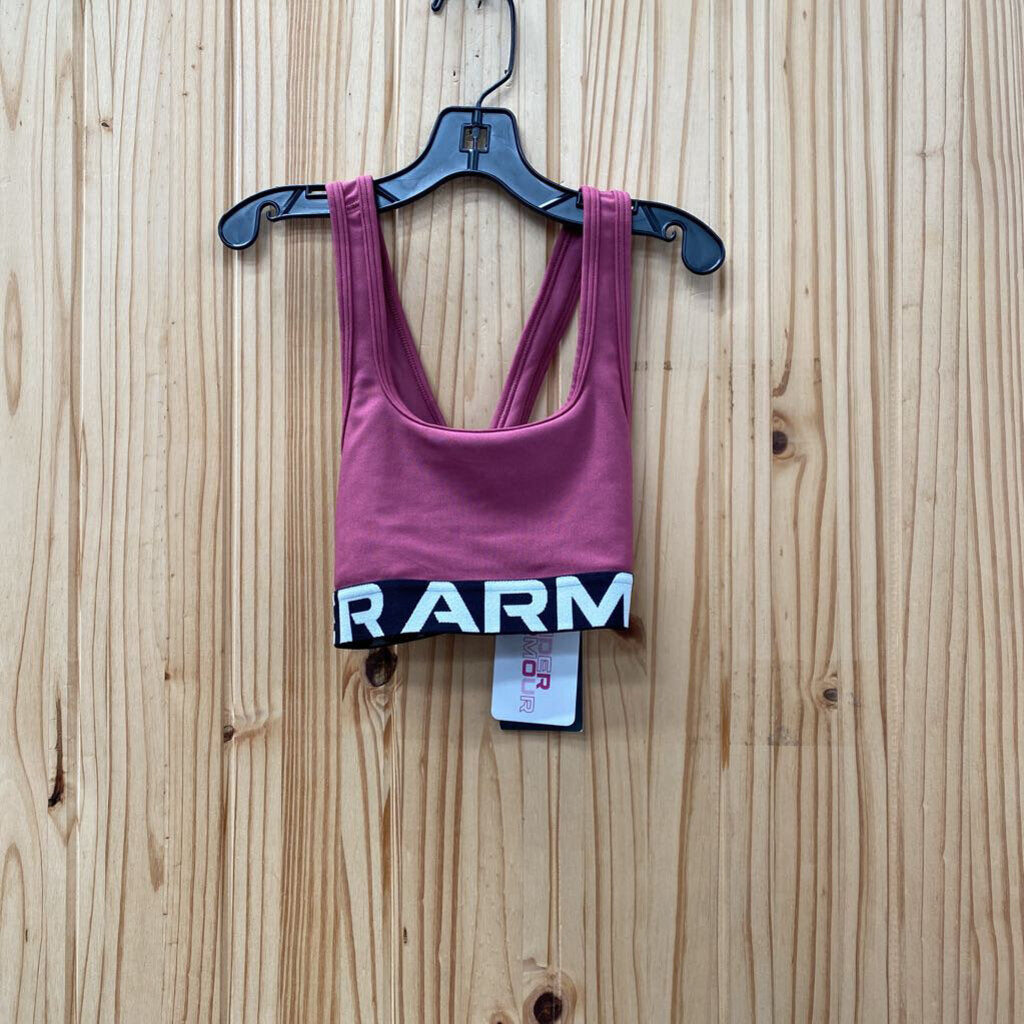 GIRLS UNDER ARMOUR SPORTS BRA MAUUVE/BLK/WHITE YS