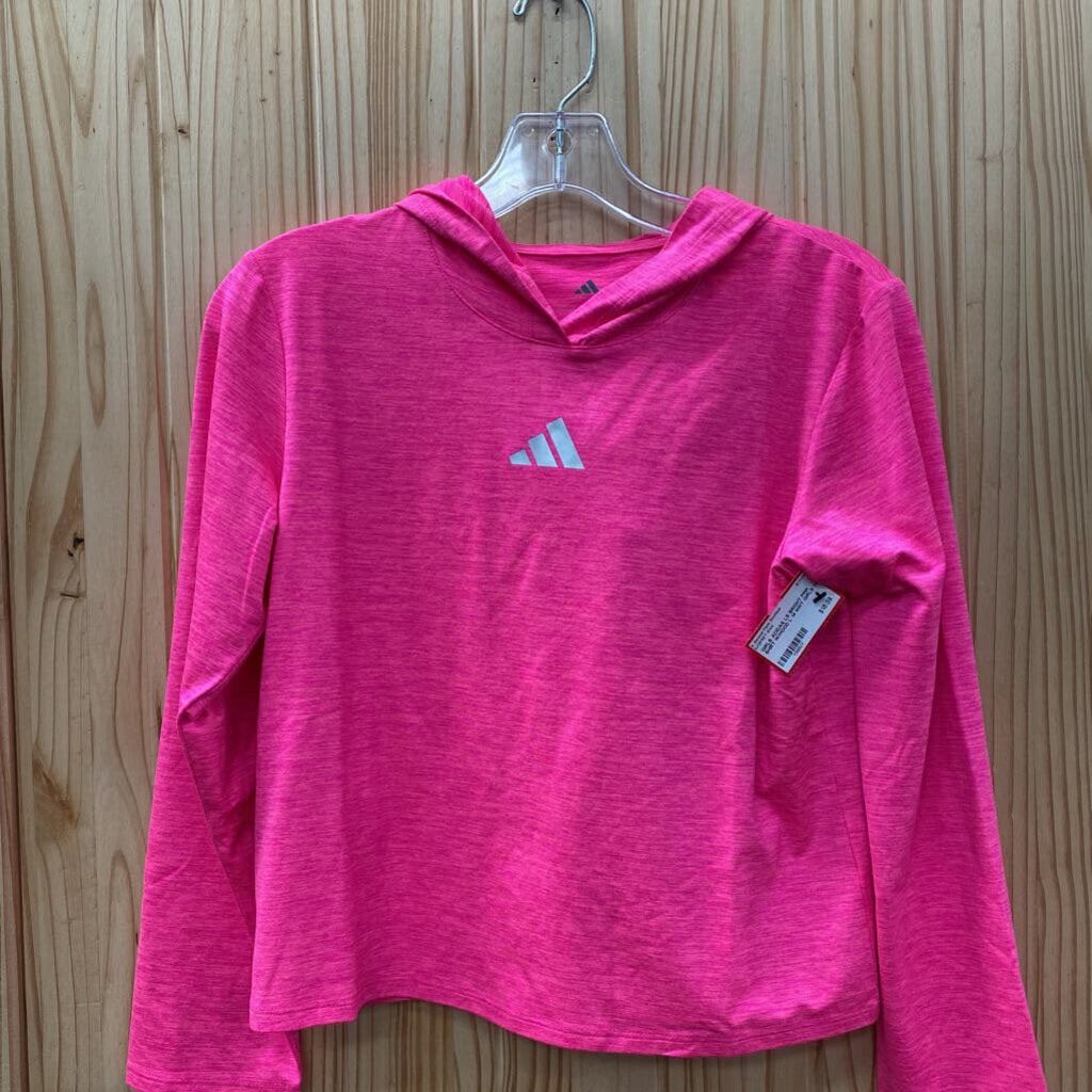 GIRLS ADIDAS LS BRIGHT PINK SHIRT W/HOOD L 14 NWT
