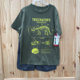 BOYS GAP 2PC SET TRICERATOPS OLIVE GREEN/DK GRAY 8 NWT