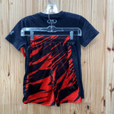 BOYS UNDER ARMOUR 2PC SET BLK/RED/WHITE YXS 4