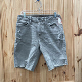 MENS AMERICAN EAGLE OLIVE GREEN DENIM DIST. JEAN SHORTS 31