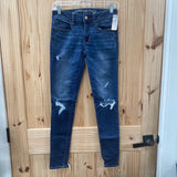 WOMENS AMERICAN EAGLE DENIM DIST. JEANS 2 REGULAR