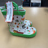MUCKY WEAR RAIN BOOTS CREAM/GREEN W/ANIMALS 6 NEW