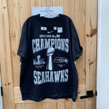 MENS NIKE SEAHAWKS CHAMPIONS SUPER BOWL XL SHIRT BLK/SILVER NWT