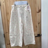 WOMENS PEACH LOVE IVORY JEANS W/PINK DOTS L